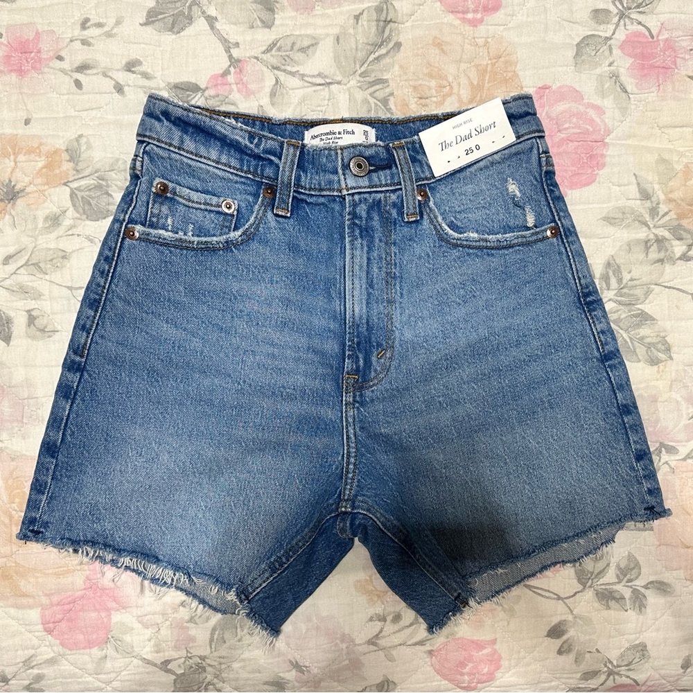 Blue Denim High-Waisted Shorts